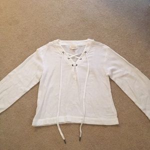 Cloth & Stone white lace up blouse